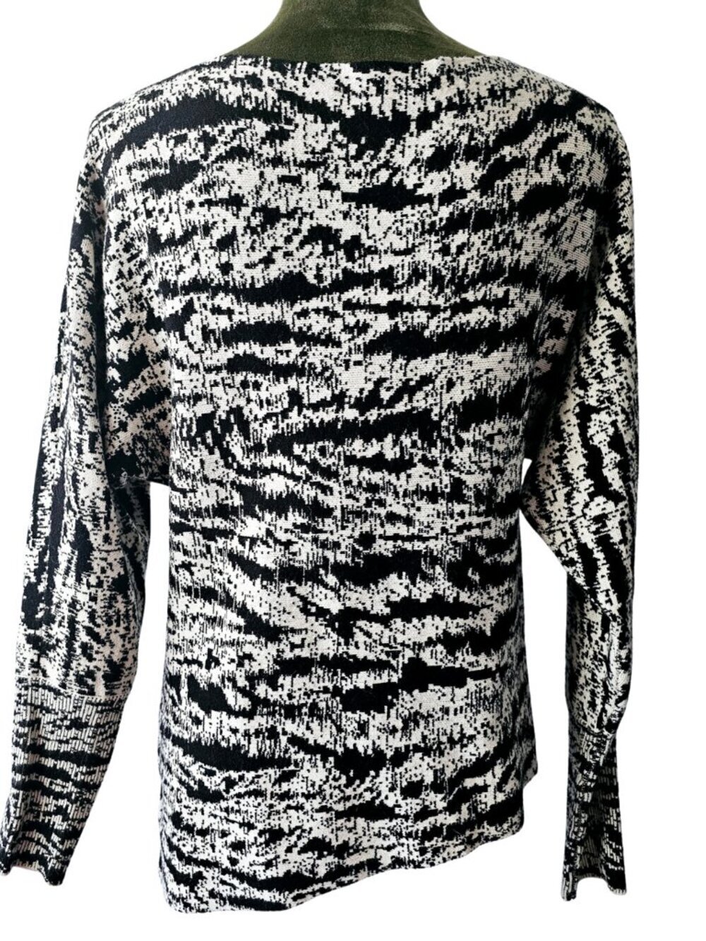✨Like New✨ Express Assymetrical Black and White Striped Sweater, Size XS - Picture 2 of 5